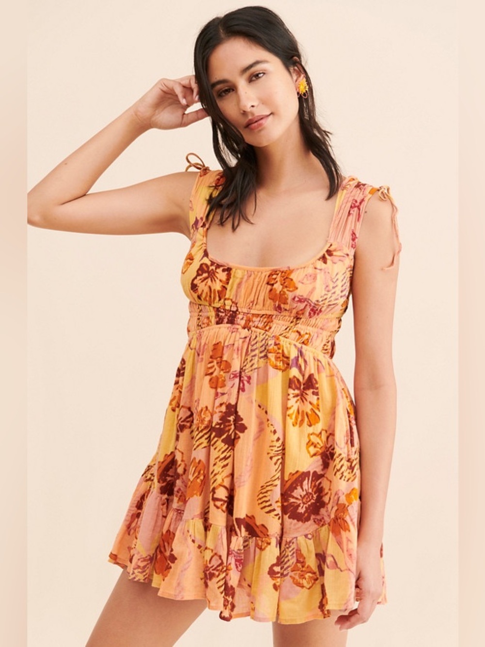 NWT $128 Free People Vernon Minim Dress XL Anthropologie in Sunshine Combo
